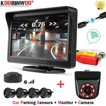 Автомобильная интеллектуальная система Koorinwoo для автомобилей Видео-датчик парковки Широкоугольная камера Монитор заднего вида Отображение расстояния в зеркале