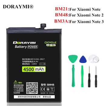 Аккумулятор DORAYMI BM21 BM48 BM3A для Xiaomi Note 2 Note3 Замена батареек для телефона Bateria + инструменты
