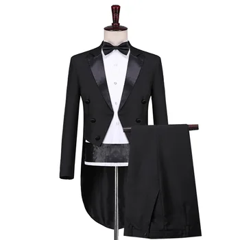 Мужской придворный смокинг в британском стиле, 2 предмета, черно-белое модное минималистичное мужское деловое платье для свадебной вечеринки, пиджак и брюки